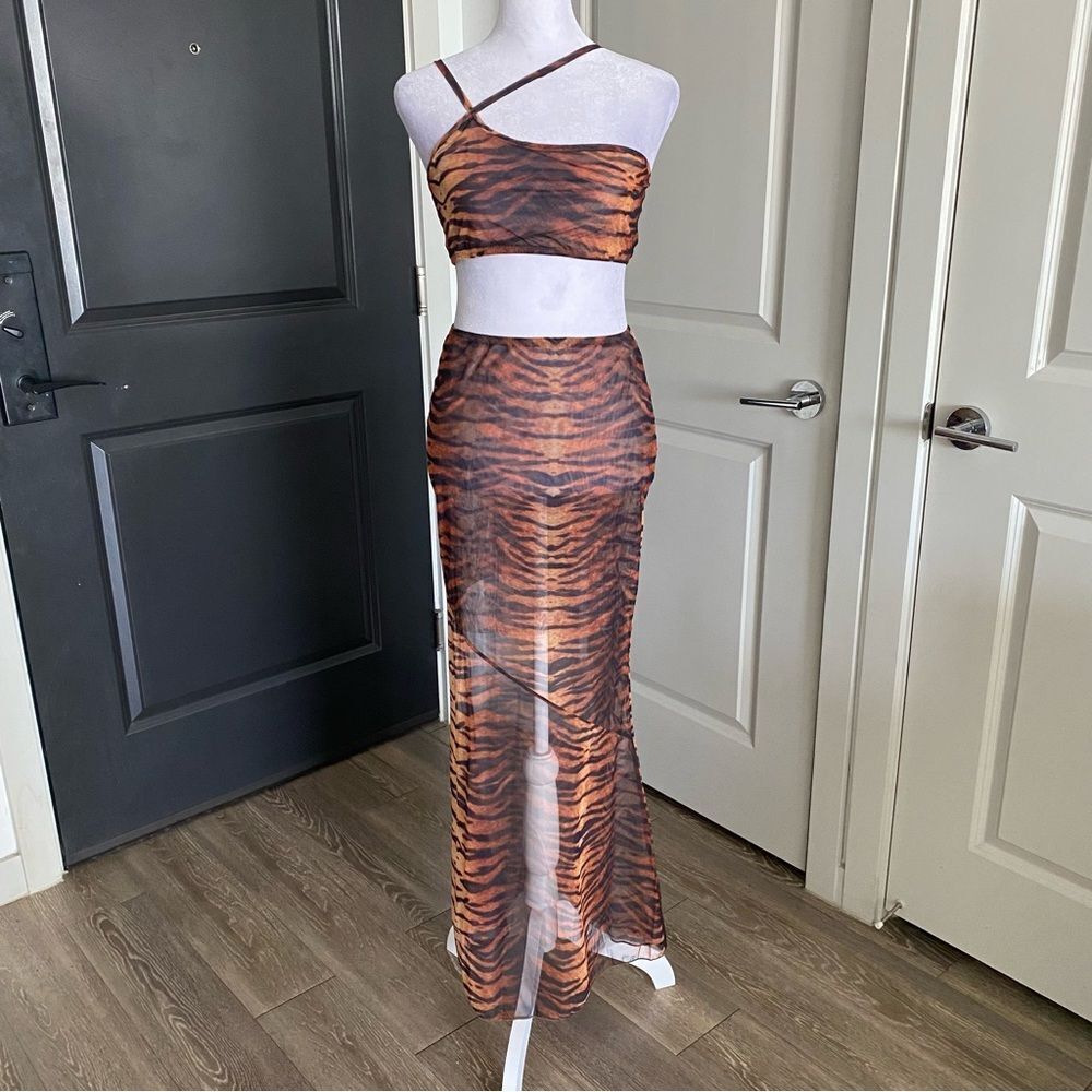 12th Tribe Raja Tiger Maxi Skirt Coord Matching Set Festival Season Size S